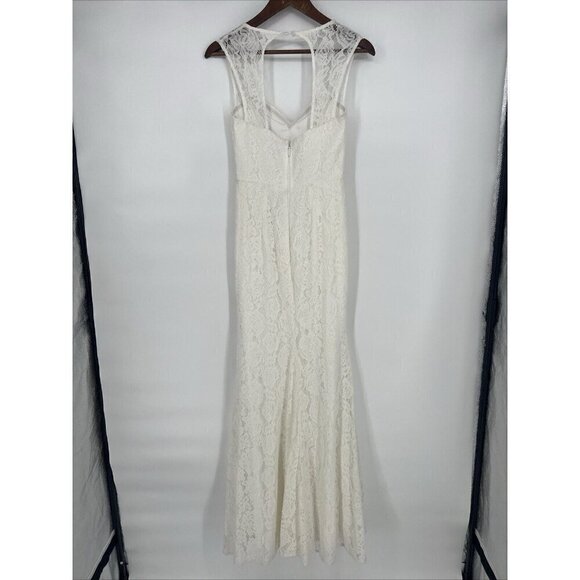Lulus Womens Size XS Say Yes White Lace Off-the-Shoulder Mermaid Long Gown New - Picture 6 of 11